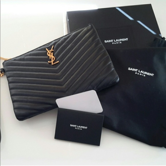 Yves Saint Laurent Handbags - YSL Monogram Matelasse wristlet -black